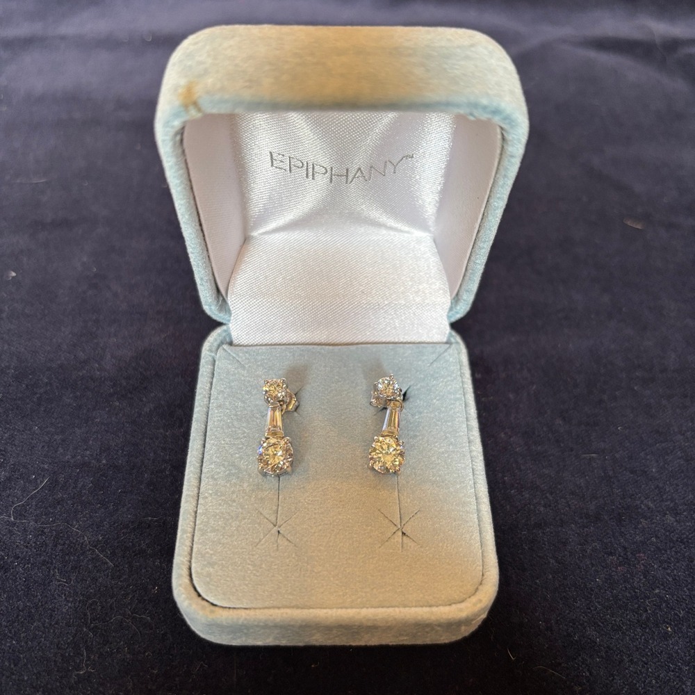 QVC Epiphany Diamonique Sterling Silver Platinum Clad Drop Earrings